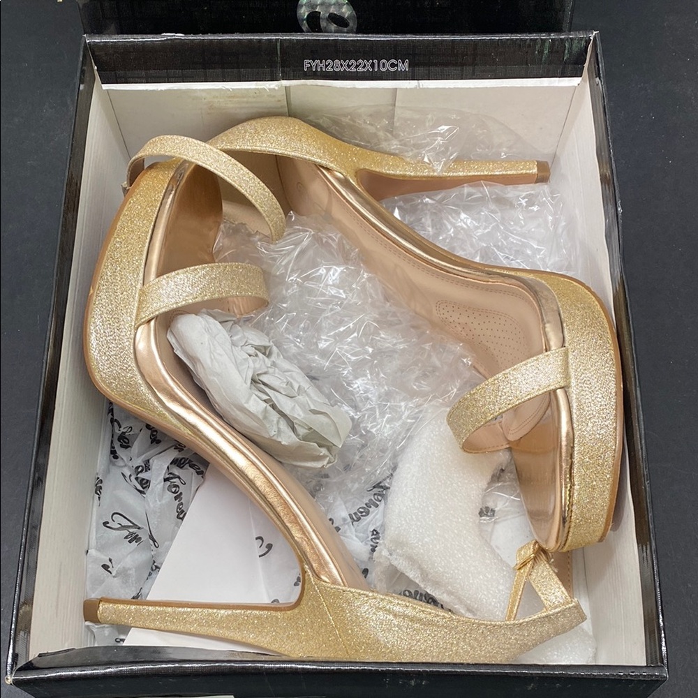 Forever Champagne Stiletto Heels Open-Toe